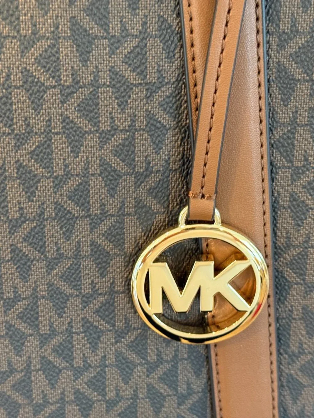 MICHAEL KORS Pratt Large Signature Logo Tote Shoulder Bag COLOR BROWN  NWT